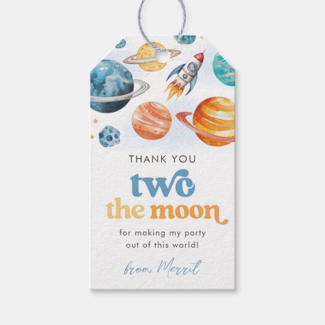 Pojkens Två Till Månen Tacksamt Etiketter (Framsidan)