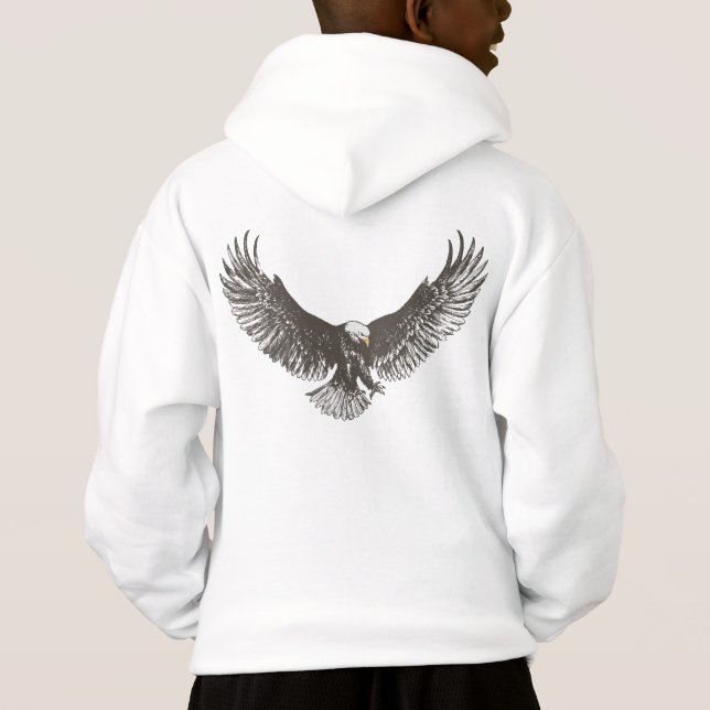 Pojkeörnnedslag fodrar konstungehoodien t shirt (Baksida)