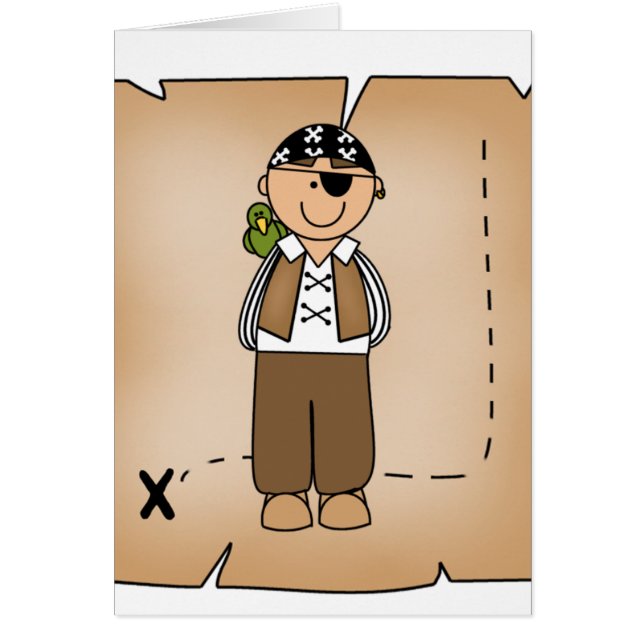 Pojkepirat och karta hälsningskort (Framsidan)