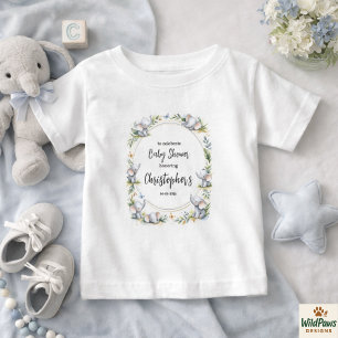 Pojkes elefantakvarell baby shower – Blå Safari T Shirt