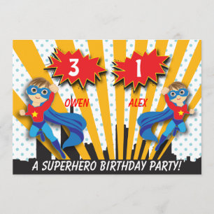 PojkeSuperherofödelsedag Inbjudningar