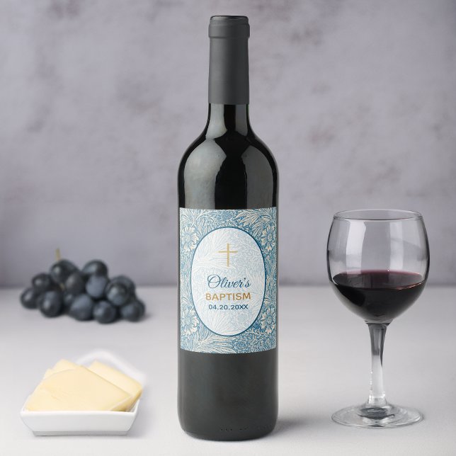 Pojkfärgning Blå Blommig Marigold William Morris Vinflaska Etikett (Skapare uppladdad)