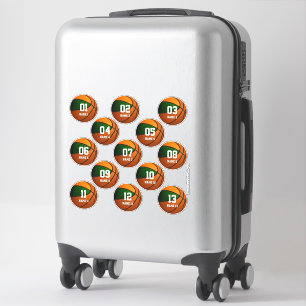 pojkflickor, grönt orange basketboll 13 klistermärken