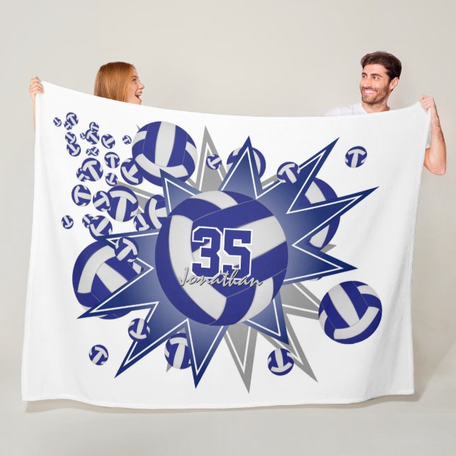 pojkflickor, sportblå vit volleyball-blåsa fleecefilt (På plats)