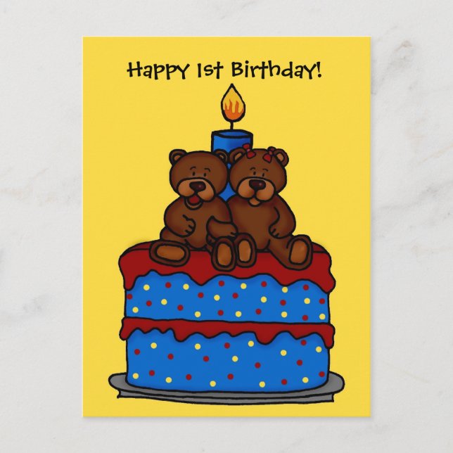 pojkflickors twillingar på vykort för första födel (Framsida)