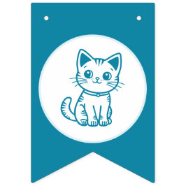 Pojkfödelsedagsfest med anpassade färger kattunge vimplar