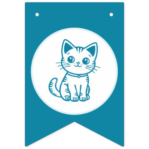 Pojkfödelsedagsfest med anpassade färger kattunge vimplar