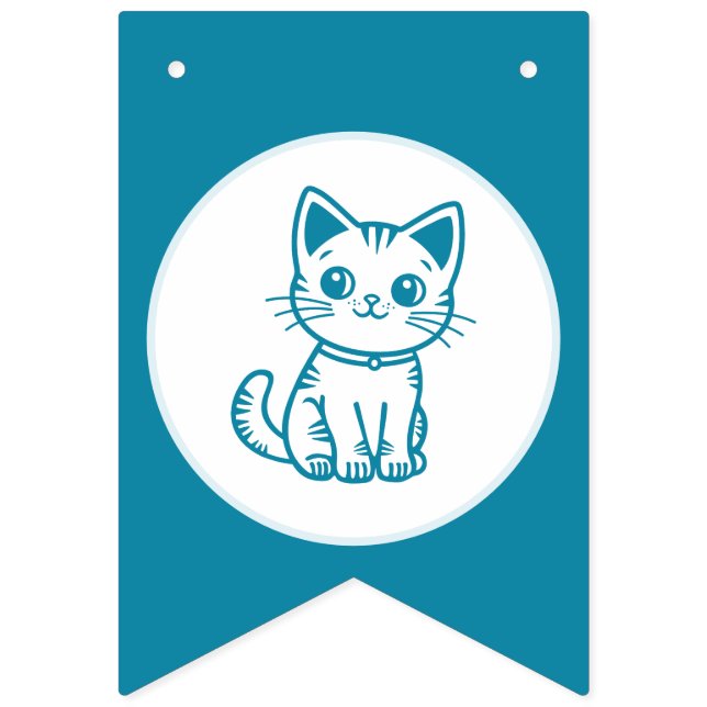 Pojkfödelsedagsfest med anpassade färger kattunge vimplar (Sjunde flaggan)