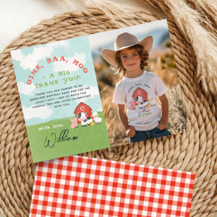 Pojkgårdens ladugård födelsedagsfoto tack kort