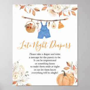 Pojkläder Pumpkin Baby Shower Late Night Diables Poster