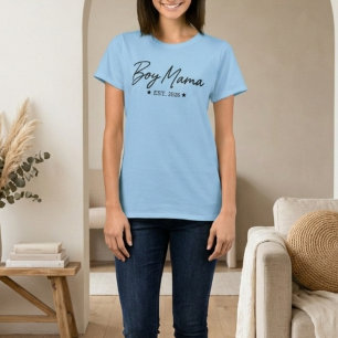 Pojkmamma Skript Est År Minimalt Moderskap Fras T Shirt