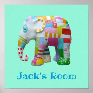 Pojknamn Sött leksakslappteknik elefant Poster