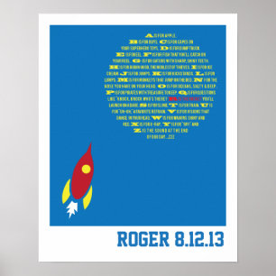 Pojkraket Alfabet för Pojkrum & Baby Showerer Poster