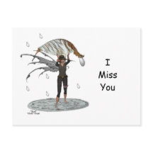 Pojkregnsaga med blad vykort