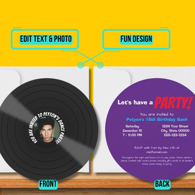 Pojks 16:e födelsedag Dance Party Inbjudningar (Please enjoy our design and see the others in the collection.)