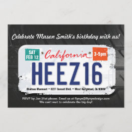 Pojks 16:e födelsedag Kaliforniens licensinbjudan Inbjudningar