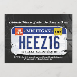 Pojks 16:e födelsedag: Michigans licensinbjudan Inbjudningar