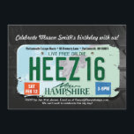 Pojks 16:e födelsedag New Hampshire-inbjudan Inbjudningar<br><div class="desc">Tonåring pojkar är svåra att handla för, eller hur? Men en tonårspojk som vingar 16 och får sitt körkort är en milstolpe att fira! Det finns gott om "Sweet sixteen"-konstruktioner där ute, men inte så många utformningar som är inriktade på pojkarna. Den här designen summerar din födelsedagsfirande snabbt. Det är...</div>