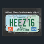 Pojks 16:e födelsedag New Hampshire-inbjudan Inbjudningar<br><div class="desc">Tonåring pojkar är svåra att handla för, eller hur? Men en tonårspojk som vingar 16 och får sitt körkort är en milstolpe att fira! Det finns gott om "Sweet sixteen"-konstruktioner där ute, men inte så många utformningar som är inriktade på pojkarna. Den här designen summerar din födelsedagsfirande snabbt. Det är...</div>