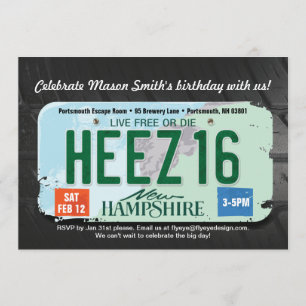 Pojks 16:e födelsedag New Hampshire-inbjudan Inbjudningar
