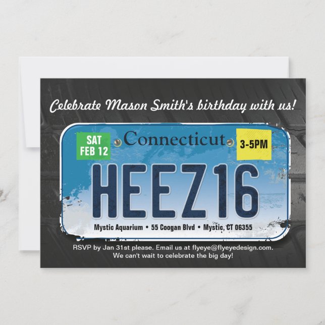 Pojks 16:e födelsedagsinbjudan till anslutningslic inbjudningar (Framsida)