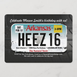 Pojks 16:e födelsedagsinbjudan till Arkansas-licen Inbjudningar