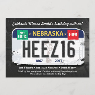 Pojks 16:e födelsedagsinbjudan till Nebraska Inbjudningar