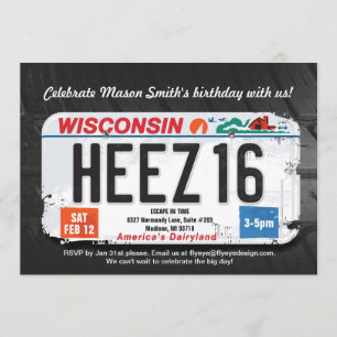 Pojks 16:e födelsedagsinbjudan till Wisconsin-lice Inbjudningar