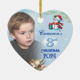 Pojks 3:e Juldag Personlig Photo Heart Julgransprydnad Keramik
