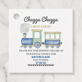 Pojks andra födelsedag Blue Tåg Chugga Choo Gåvor Etiketter