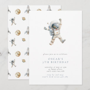 Pojks Astronaut-Födelsedagsfest för minimalistiskt Inbjudningar