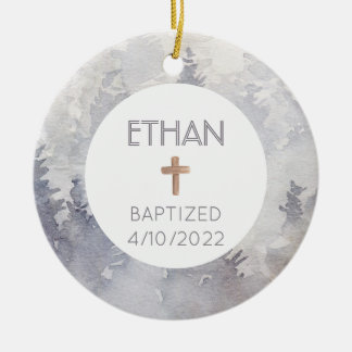Pojks baptism Dedication Date Christian Ornament