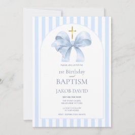 Pojks baptism och första födelsedag Blue Rand Inbjudningar
