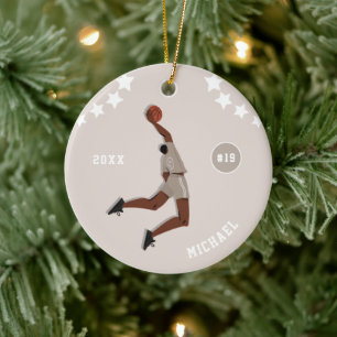 Pojks Basketball Player Star Kid Namn Team Number Julgransprydnad Keramik