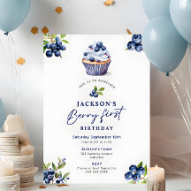 Pojks Berry First Birthday Watercolor Bluebär