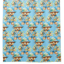 Pojks blå Nalle-gardiner