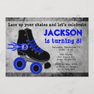 Pojks blå roller Skate Extreme Birthday Inbjudningar