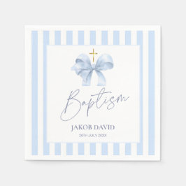Pojks blå, strimlade dopptism med Bow Pappersservett