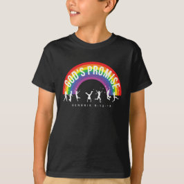 Pojks Black T-Shirt Rainbow Guds löfte w/Kids