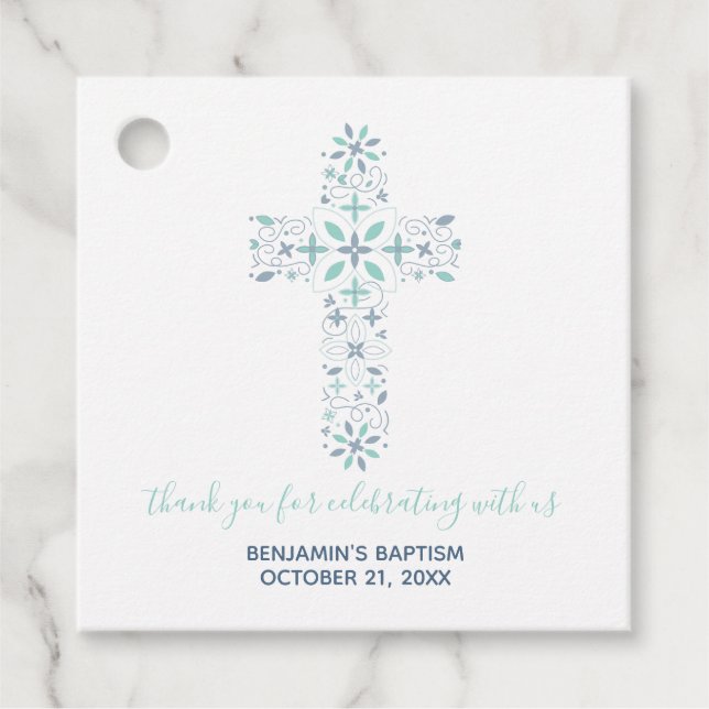 Pojks Christening, Baptism Tack Religiösa Gåvor Etiketter (Framsida)
