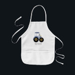 Pojks Coola Blue Farm Tractor med Namn  Barnförkläde<br><div class="desc">Den här söta barnens apron har en blå tecknad på jordbrukstraktorn och kan vara personlig med namn. Perfekt för småjordbrukare! Kolla in vår butik för andra traktorkonstruktioner.</div>