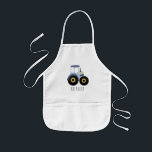 Pojks Coola Blue Farm Tractor med Namn  Barnförkläde<br><div class="desc">Den här söta barnens apron har en blå tecknad på jordbrukstraktorn och kan vara personlig med namn. Perfekt för småjordbrukare! Kolla in vår butik för andra traktorkonstruktioner.</div>