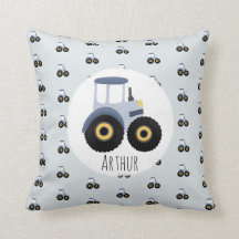 Pojks Cute Blue Farm Tractor Mönster & Namn Kids