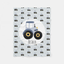Pojks Cute Blue Tractor Mönster & Namn Children's