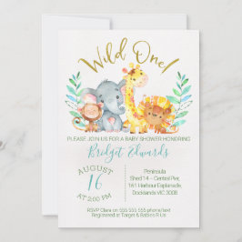 Pojks Cute Safari Animals Baby Shower-inbjudan Inbjudningar