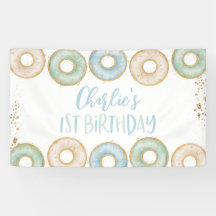 Pojks Donut 1:a födelsedag Party Banner Bakdroppe