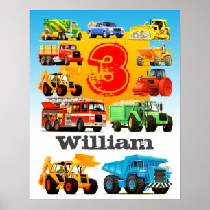Pojks eget namn och ålder 3:e födelsedagen Big Las Poster