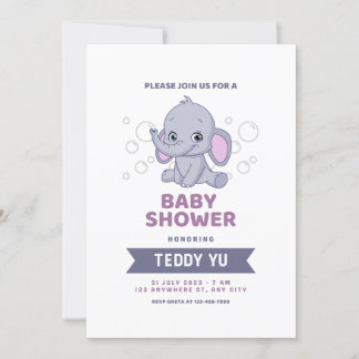 Pojks elefant Watercolor Baby Shower-inbjudan Inbjudningar