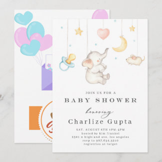 Pojks elefant Watercolor Baby Shower-inbjudan Inbjudningar