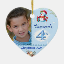 Pojks fjärde julklapp Anpassningsbar Photo Heart G Julgransprydnad Keramik